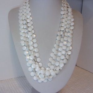 Vintage White Plastic Molded Disc Bead Necklace Set of 3
